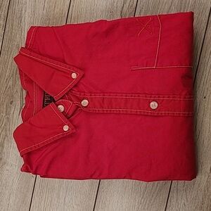 TRIPP NYC Red Solid Cotton Sz XL Long Sleeve‎ Shirt VTG Y2K RARE